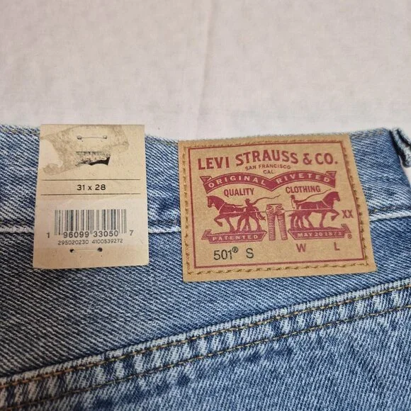 Levis Womens Jeans 501 Skinny High Rise Distressed Button Fly Size 31x28 NWT 36 - Picture 10 of 13
